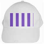 Vertical Stripes - White and Dark Pastel Purple White Cap