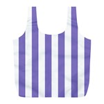 Vertical Stripes - White and Ube Violet Full Print Recycle Bag (L)