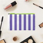 Vertical Stripes - White and Ube Violet Canvas Cosmetic Bag (XS)