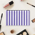 Vertical Stripes - White and Ube Violet Cosmetic Bag (M)
