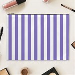 Vertical Stripes - White and Ube Violet Cosmetic Bag (XL)