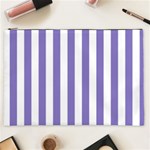 Vertical Stripes - White and Ube Violet Cosmetic Bag (XXL)