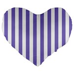 Vertical Stripes - White and Ube Violet Large 19  Premium Heart Shape Cushion