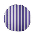 Vertical Stripes - White and Ube Violet Standard 15  Premium Round Cushion