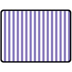 Vertical Stripes - White and Ube Violet Double Sided Fleece Blanket (Large) (Two Sides)