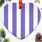 Vertical Stripes - White and Ube Violet Ornament (Heart)