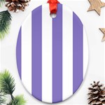 Vertical Stripes - White and Ube Violet Ornament (Oval)