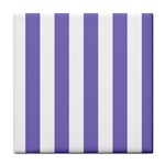 Vertical Stripes - White and Ube Violet Tile Coaster