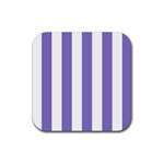 Vertical Stripes - White and Ube Violet Rubber Coaster (Square)