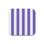 Vertical Stripes - White and Ube Violet Rubber Square Coaster (4 pack)