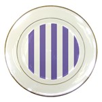 Vertical Stripes - White and Ube Violet Porcelain Plate