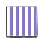 Vertical Stripes - White and Ube Violet Memory Card Reader (Square)