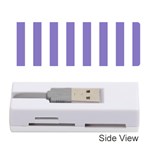 Vertical Stripes - White and Ube Violet Memory Card Reader (Stick)