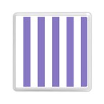 Vertical Stripes - White and Ube Violet Memory Card Reader with Storage (Square)