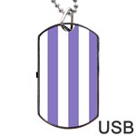 Vertical Stripes - White and Ube Violet Dog Tag USB Flash (Two Sides)