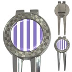 Vertical Stripes - White and Ube Violet 3-in-1 Golf Divot