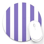 Vertical Stripes - White and Ube Violet Round Mousepad