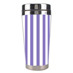 Vertical Stripes - White and Ube Violet Stainless Steel Travel Tumbler