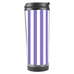 Vertical Stripes - White and Ube Violet Travel Tumbler