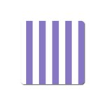 Vertical Stripes - White and Ube Violet Magnet (Square)