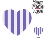Vertical Stripes - White and Ube Violet Multi-purpose Cards (Heart)