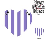Vertical Stripes - White and Ube Violet Playing Cards 54 (Heart)
