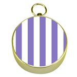 Vertical Stripes - White and Ube Violet Gold Compass