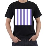 Vertical Stripes - White and Ube Violet Men s T-Shirt (Black)