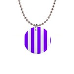 Vertical Stripes - White and Violet 1  Button Necklace