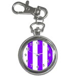Vertical Stripes - White and Violet Key Chain Watch