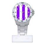 Vertical Stripes - White and Violet Nurses Watch
