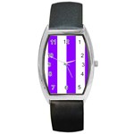 Vertical Stripes - White and Violet Barrel Style Metal Watch