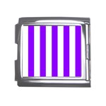 Vertical Stripes - White and Violet Mega Link Italian Charm (18mm)
