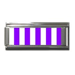 Vertical Stripes - White and Violet Superlink Italian Charm (9mm)