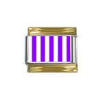 Vertical Stripes - White and Violet Gold Trim Italian Charm (9mm)
