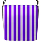 Vertical Stripes - White and Violet Flap Closure Messenger Bag (S)