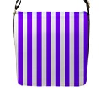 Vertical Stripes - White and Violet Flap Closure Messenger Bag (L)