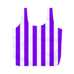 Vertical Stripes - White and Violet Full Print Recycle Bag (M)
