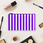 Vertical Stripes - White and Violet Cosmetic Bag (S)
