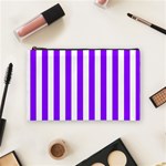 Vertical Stripes - White and Violet Cosmetic Bag (M)