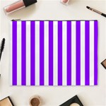 Vertical Stripes - White and Violet Cosmetic Bag (XL)