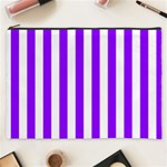 Vertical Stripes - White and Violet Cosmetic Bag (XXXL)