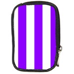 Vertical Stripes - White and Violet Compact Camera Leather Case