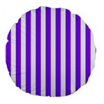Vertical Stripes - White and Violet Large 18  Premium Round Cushion