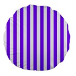 Vertical Stripes - White and Violet Large 18  Premium Flano Round Cushion