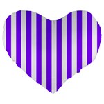 Vertical Stripes - White and Violet Large 19  Premium Heart Shape Cushion