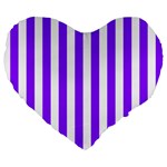 Vertical Stripes - White and Violet Large 19  Premium Flano Heart Shape Cushion