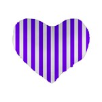 Vertical Stripes - White and Violet Standard 16  Premium Flano Heart Shape Cushion