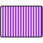 Vertical Stripes - White and Violet Fleece Blanket (Large) (One Side)
