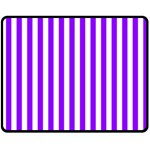 Vertical Stripes - White and Violet Fleece Blanket (Medium) (One Side)